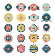 Wedding badge banner flat design background set eps10 N48