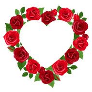 Background with heart and red roses Vector illustration