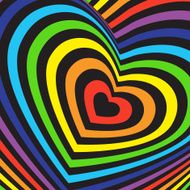 valentines day card Three-dimensional volumetric colorful rainbow on black background