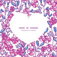 Vector vibrant field flowers heart silhouette pattern frame