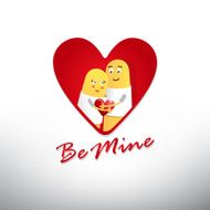 Happy couple in love heart icon button vector Illustration N2