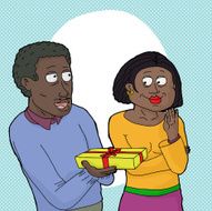 Loving Couple Over White