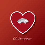 Valentine card with love gauge concept design on red background