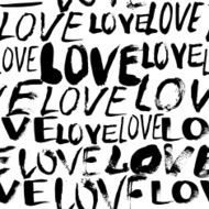 Pattern with hand painted words love N14