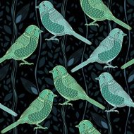 Floral seamless pattern with birds Cartoon vector background N2