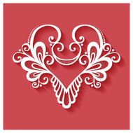 Deco Floral Heart on Red Background Design element N11