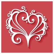 Deco Floral Heart on Red Background Design element N12