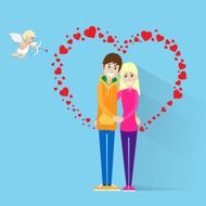 valentine day holiday couple embrace heart shape Valentine&#039;s angel
