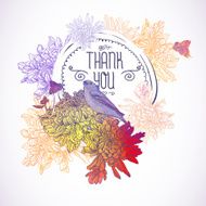Greeting Card with Birds and Chrysanthemums N2