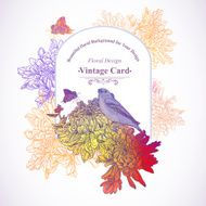 Floral Greeting Card with Birds N3