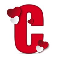 Alphabet Letters With Red Heart Valentine Day N45