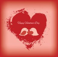 Happy Valentine&#039;s Day card - heart and lovebirds