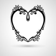 Deco Floral Heart on Gray Background Design element N2
