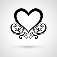 Deco Floral Heart on Gray Background Design element N3