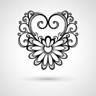 Deco Floral Heart on Gray Background Design element N4
