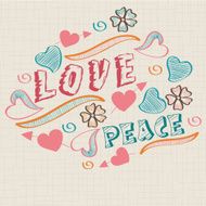 Retro stylish text with flowers and hearts