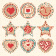Set of valentine decorated vector cookies