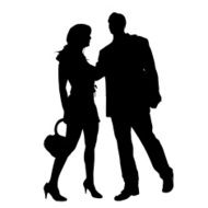 Vector silhouette of couple N130