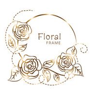 Golden flowers decorated frame with space