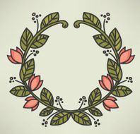 floral frame in naive hand drawn style