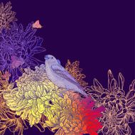 Floral Greeting Card with Birds N4