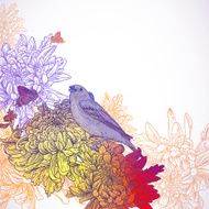 Floral Greeting Card with Birds N5