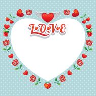 Heart-Shaped Frame and Border with Icons N3