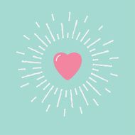 Big pink shining heart Flat design