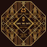 Wedding Invitation Card - Art Deco Vintage Style N5