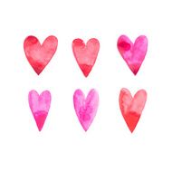 Watercolor aquarelle hand drawn red heart love art paint on N4