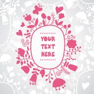 Cute hand drawn vector floral oval frame wreath