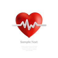 Healthy icon with red heart and pulse