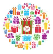 Colorful vector gift boxes in the circle