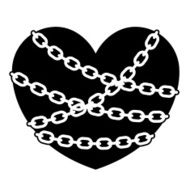 Chained heart shape symbol of strong feelings