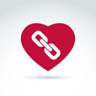 Vector red heart with link symbol love relationship idea N2