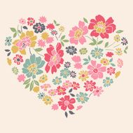 Romantic card with floral heart