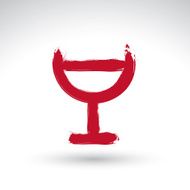 Hand drawn simple half full wineglass brush drawing goblet icon N2
