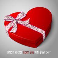 Vector realistic blank bright red heart shape box with pink N4