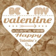 White heart with text on paper craft Valentines day card