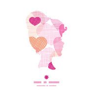 Vector textured fabric hearts heart silhouette pattern frame N15