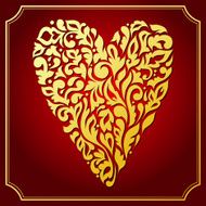 Gold lace ornamental heart Greeting card