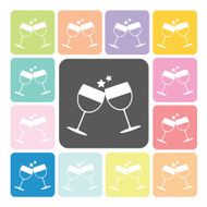 Two glasses Icon color set vector illustration