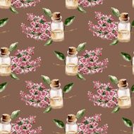 Seamless pattern with the branch of flowers perfume bottle N7