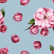 Seamless pattern with the branch of flowers N17