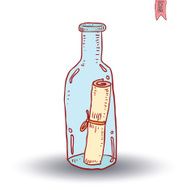 Bottle with message isolated Hand-drawn vector illustration