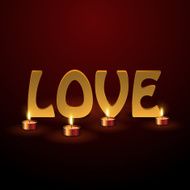 Alphabet letter Love with candles vector