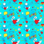 Comic seamless pattern for Valentine Day
