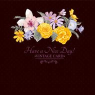Vintage floral bouquet botanical greeting card N9