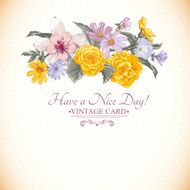 Vintage floral bouquet botanical greeting card N10