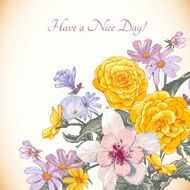 Vintage floral bouquet botanical greeting card N11
